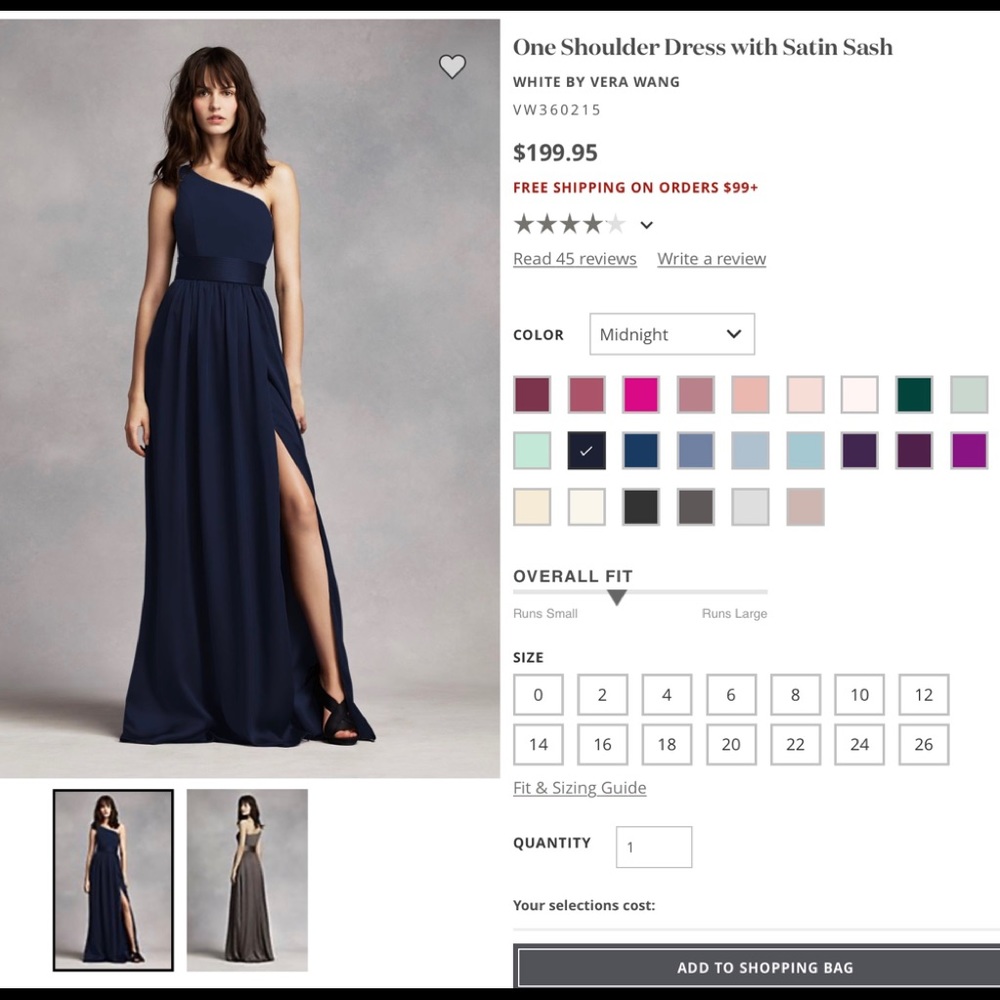 White by Vera Wang Bridesmaids Dress